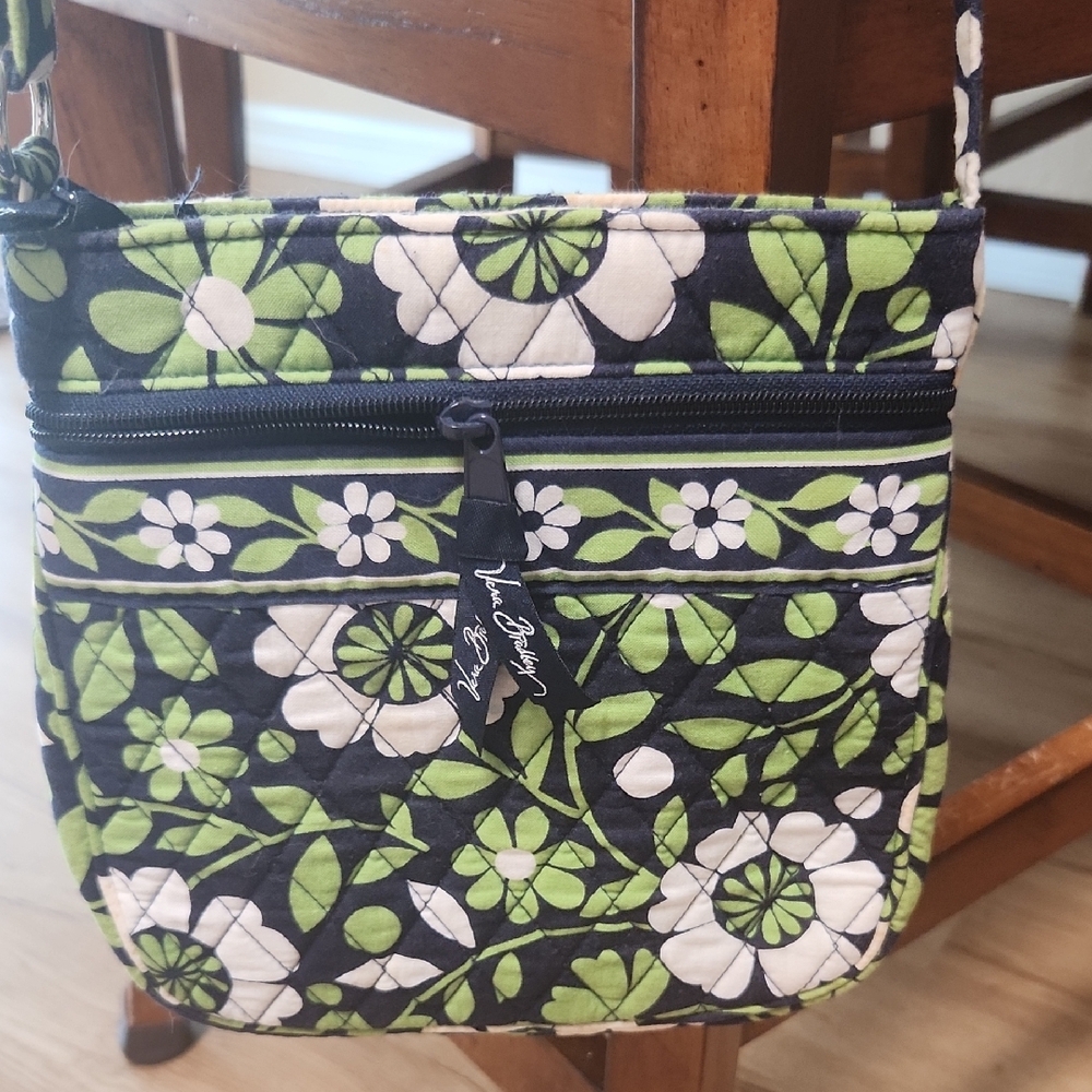 Vera Bradley Green and Black Floral Crossbody Bag